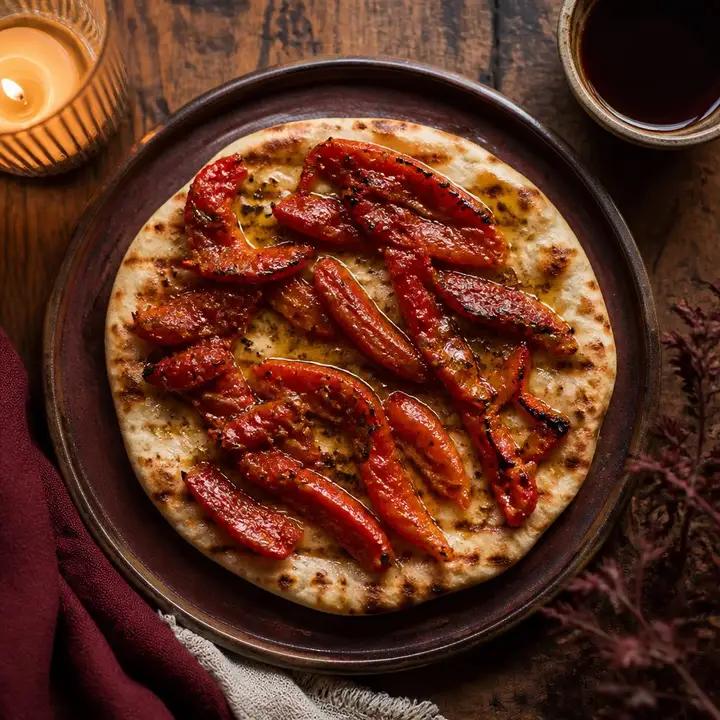 Grilled Flatbread with Oil & Peppers — Porta Crveni Pevac
