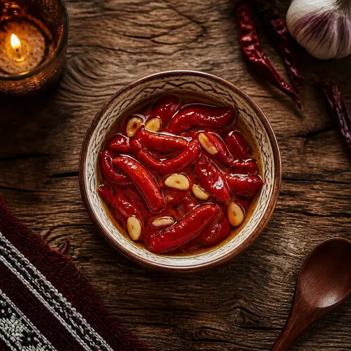 Hot Pepper in Oil with Garlic — Porta Crveni Pevac